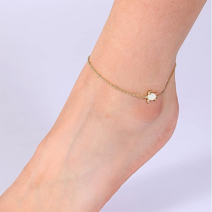 Lit Wall Gold Anklets for Women 18K Gold Plated Adjustable Summer Simple Foot Jewelry Ankle Bracelet for Women