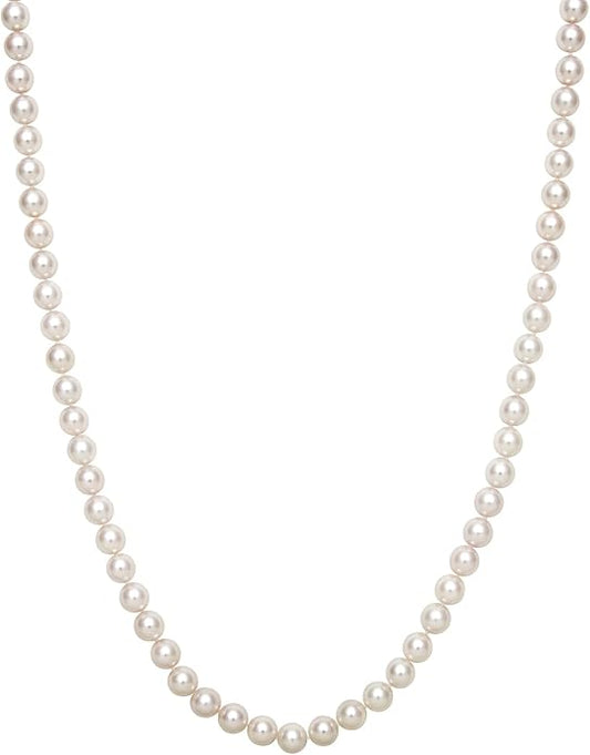 Belacqua Natural Cultured Freshwater Pearl Strand Necklace in Sterling Silver, Size 5.5-9.5mm, Length-16 to 36 Inches, Clasp-Fishhook, Jewelry for Women, Gift Box Included