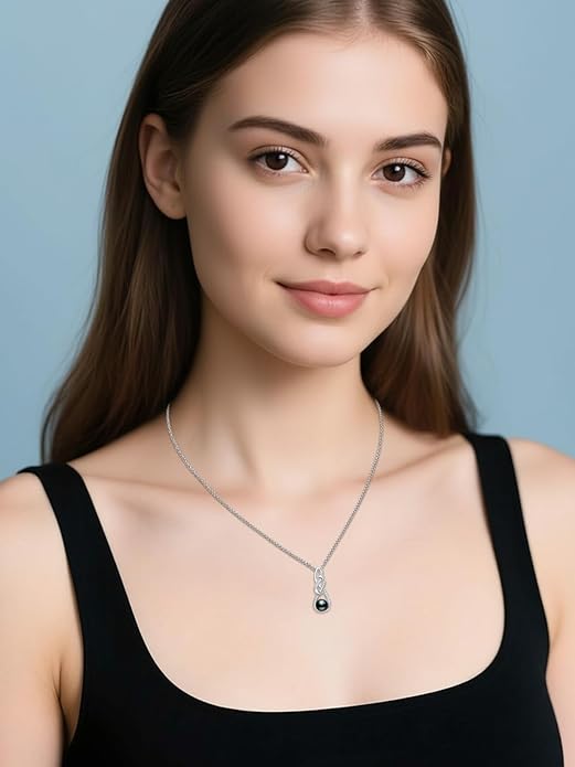 KANNSOAR Tahitian Black Pearl 18K White Gold Plated Sterling Silver Heart/Infinity/Four Leaf Clover Pendant Necklace Jewelry Gifts for Women Wife Mom Girlfriend Wedding Birthday Anniversary Christmas