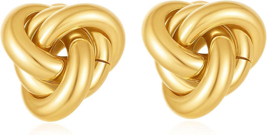 14K Gold Plated Knot Earrings for Women Gold Silver Earrings Heart Link Drop Dangle Earring Chunky Golden Knotted Statement Jewelry