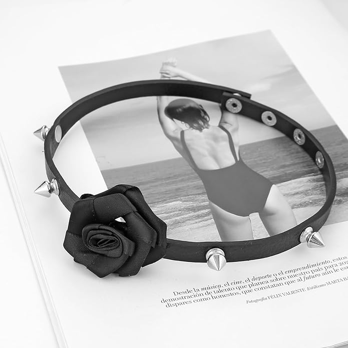 HZMAN Adjustable Goth Black Choker Necklace for Women 90s Collar, Emo Accessories