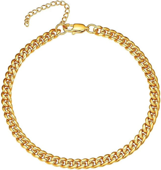 PROSTEEL Stainless Steel Chain Anklets for Women, Silver/Gold Tone, Ankle Bracelets Hypoallergenic, 8-10.5 Inch Adjustable, Come with Box