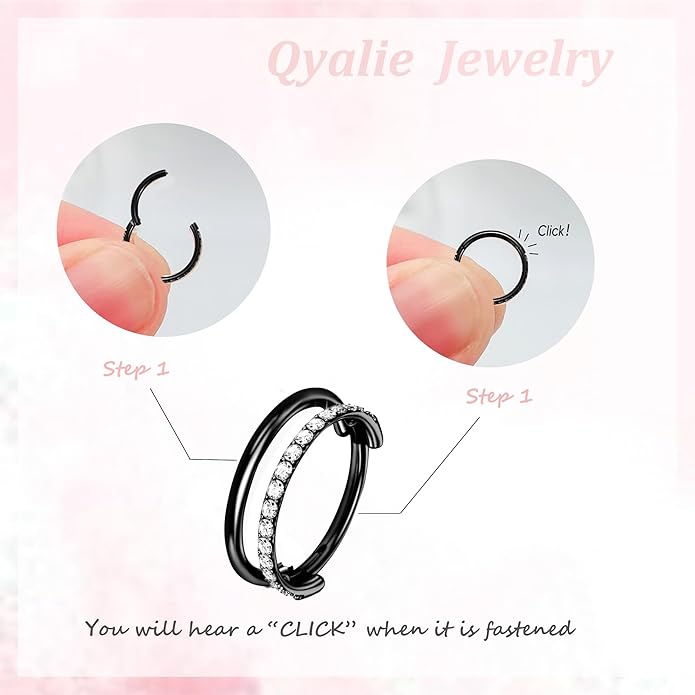 2 PCS Small Cartilage Double-Hoop Helix Conch Piercing Earrings With Cubic Zirconia For Women Trendy 14K Gold Plated Titanium Surgical Stainless Steel Sets Jewelry