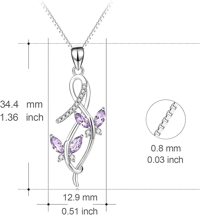 AOBOCO 925 Sterling Silver Infinity Butterfly Pendant Necklace with Birthstone Crystal from Austria, Anniversary Jewelry Gifts for Women