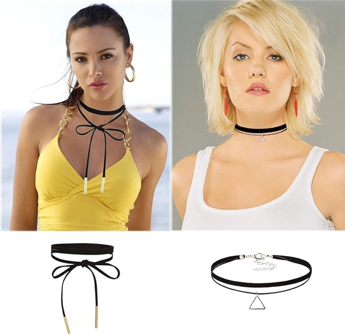 K&Q 52 PCS Choker Necklace, Classic Gothic Black Cute Lace Velvet Collar Choker Necklace Set
