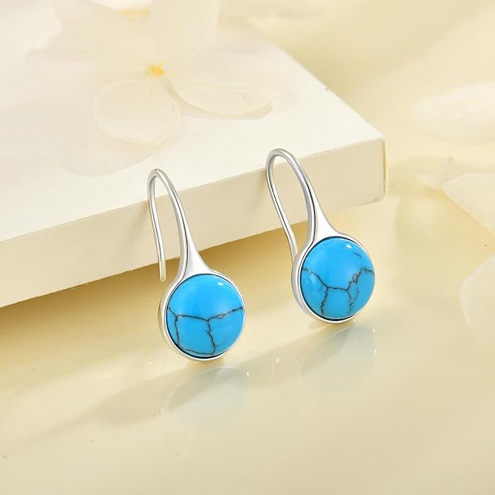 Opal Earrings 925 Sterling Silver Hook Drop Teardrop Gemstone Earrings October Birthstone Dangle Earrings Jewelry Gift for Women