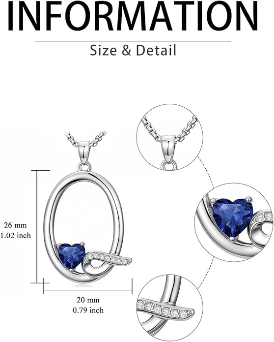 Christmas Gifts for Women Alphabet A to Z Initial Birthstone Pendant Necklaces for Women - 18k White Gold Plated Personalized Name Jewelry Valentine Mothers Day Birthday Gifts for Women Her Girlfriend