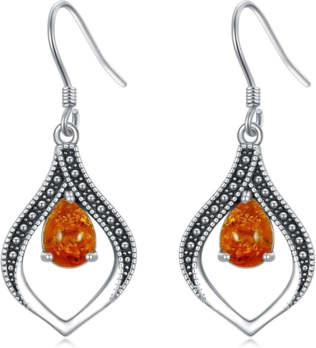 Vintage Genuine Gemstone Earrings for Women Dangling 925 Sterling Silver Western Native American Style Jewelry for Wife Mother