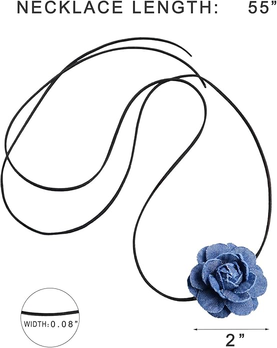Black Choker Camellia Flower Lace-up Necklace For Women