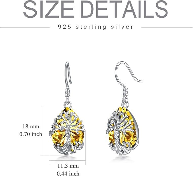 TOUPOP Tree of Life Earrings 925 Sterling Silver Family Tree Dangle Drop Earrings Crystal Jewelry Birthday Christmas Gifts for Women Her