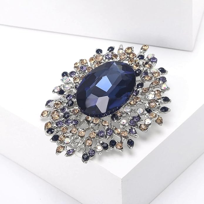 YOQUCOL Elegant Colorful Cubic Zirconia Crystal Bright Rhinestone Brooch Pins for Women Grils