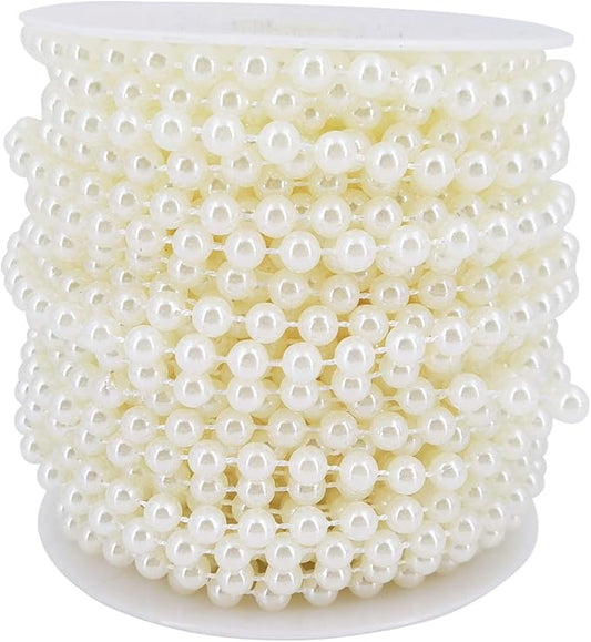 INSPIRELLE 6MM Ivory Faux Pearl Beads 18M Garland Pearl Bead Roll Strand for Wedding Party Decoration