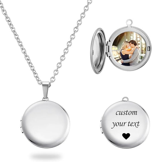 PHOCKSIN Personalized Locket Necklace for Women Photo Necklace with Customized Picture Birth Flower Birthstone New Years Gifts for Women