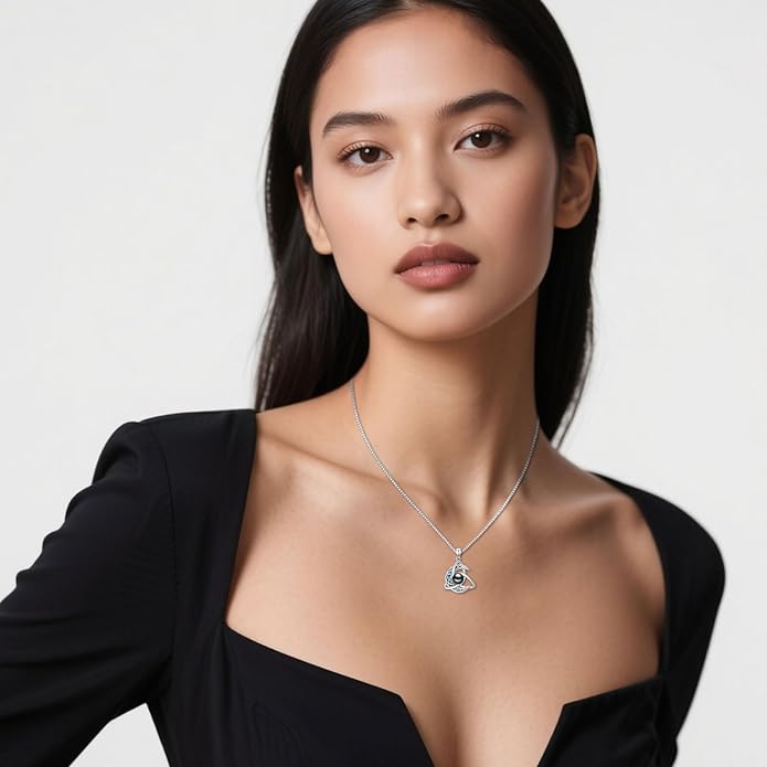 KANNSOAR Tahitian Black Pearl AAAA 18K White Gold Plated Sterling Silver Romantic Pendant Necklace for Women Wife Mom Girlfriend Her Jewelry Gift for Anniversary Birthday Christmas