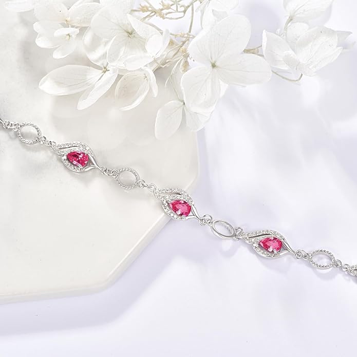 PRAYMOS Birthstone Bracelets for Women Mom Mother's Grandma Sterling Silver Women's Bracelets Birthstone Jewelry Gifts