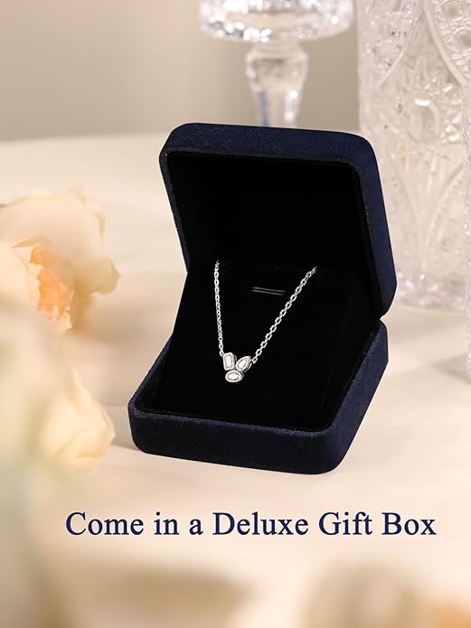 CYW Moissanite/Ruby/Sapphire/Emerald Dainty Pendant Necklace for Women, Novelty Design, Really Authentic Solid 925 Sterling Silver, 16"/18"/20" Adjustable, Birthday Anniversary Valentines Gift