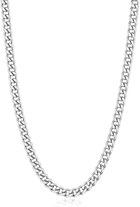 sovesi 3.5/5mm Cuban Link Chain Necklace for Men, Silver Tone/Black/14K Gold Plated Stainless Steel Necklace Chain, Mens Chain 16-28 Inch Jewelry Gift