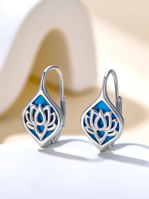 WINNICACA Leverback Earrings for Wonen 925 Sterling Silver Tree of Life Earrings Dangle Drop Turquoise Moonstone Moss Agate Heart Jewelry Gifts for Women Anniversary Birthday Christmas