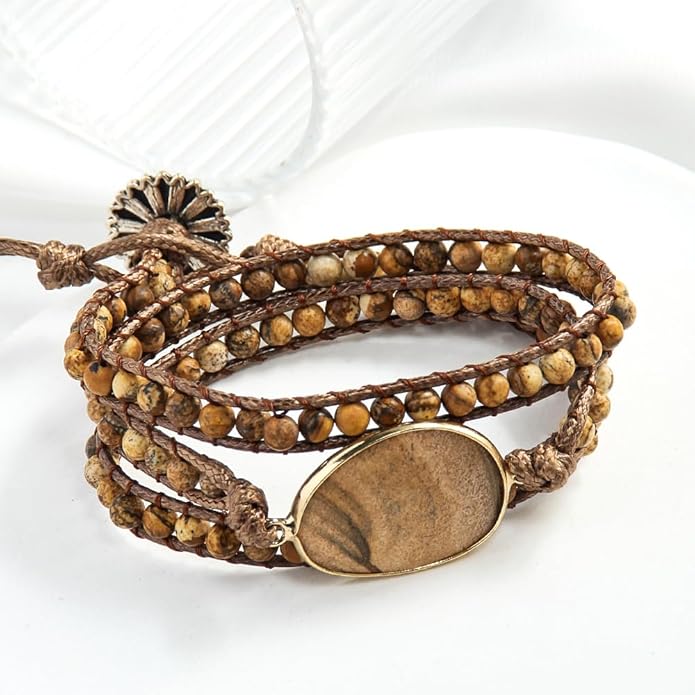 ZOSOJONA Boho Wrap Bead Bracelet for Women - Handmade Adjustable Natural Stone Beaded Bracelets Rope Yoga Healing Bracelet Bangle Hippie Jewelry