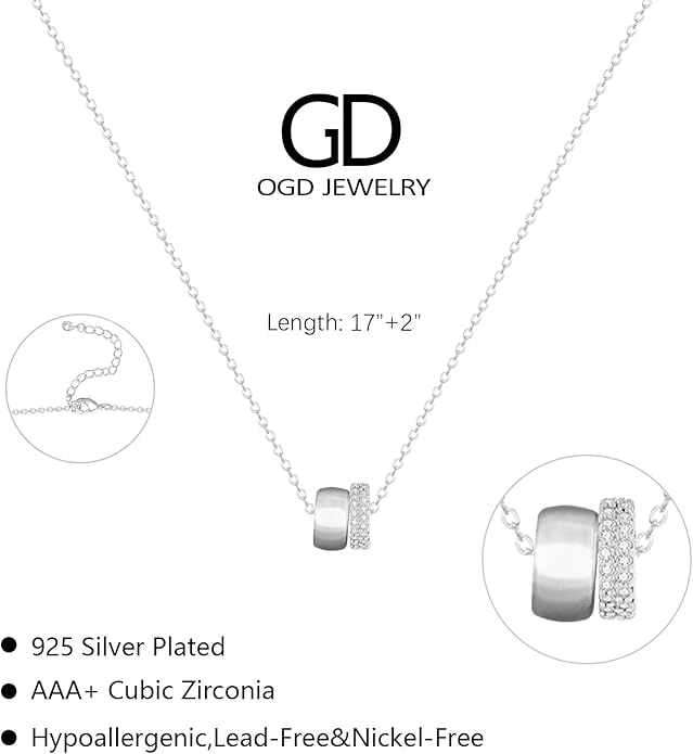 OGD Layered CZ Rondelle Pendant Necklaces for Women, 14K Gold Plated Trendy Mariner Chain Dainty Circle Rondelle Pendant Choker Necklace for Women Two-Toned Cubic Zirconia Gold Necklace