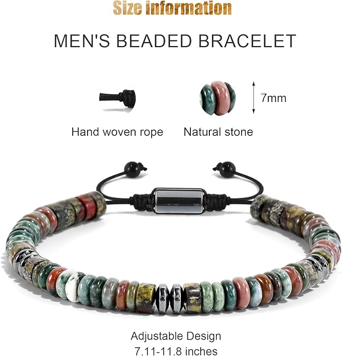 VIBILIA Healing Crystal Bracelets Beaded Bracelets for Men Women Natural Stone Adjustable Bracelets Unique Gifts for Father Son Grandfather Brother Friend