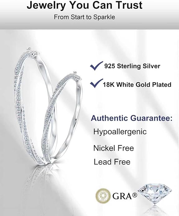 Moissanite Bracelets for Women 925 Sterling Silver with 18K White Gold Plated D Color VVS1 Clarity Luxury Bridal Wedding Gift for Wife Birthday Anniversary Jewelry Hypoallergenic with Certificate and Unique Box