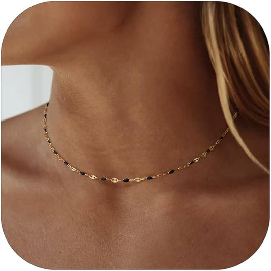 Gold Necklaces for Women Trendy, 14K Gold Plated Dainty Lip Chain Simple Choker Hypoallergenic Waterproof Boho Necklace Fashion Accessories Summer Jewelry for Women Gifts