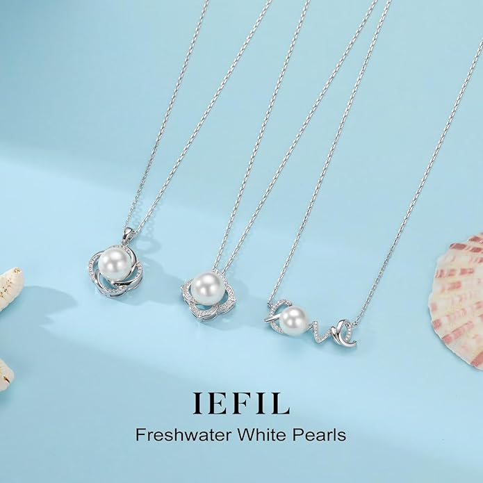 Iefil Anniversary Women Gifts - 10-11mm Tahitian Black Pearl & Fresh Water Pearl Necklace, Anniversary Birthday Gifts for Wife Girlfriend | Pearl Necklaces Gift for Her