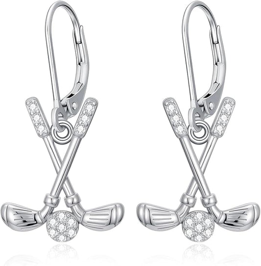 JUSTKIDSTOY 925 Sterling Silver Ball Earrings Sports Leverback Dangle Drop Earrings Jewelry Gifts for Women Girls