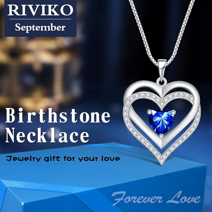 RIVIKO Infinity Heart Symbol Necklace for Women 925 Sterling Silver Love Heart Pendant Valentine's Day Mother's Day Anniversary Birthday Christmas Jewelry Gifts for Women Mom Wife Sister Her Friends