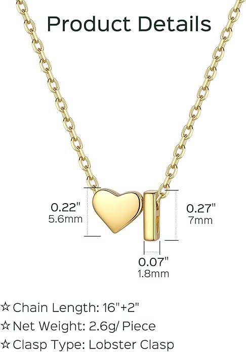 ChicSilver 925 Sterling Silver Heart Initial Necklaces for Women -Dainty Personalized Heart Pendant Letter Alphabet Necklace for Women