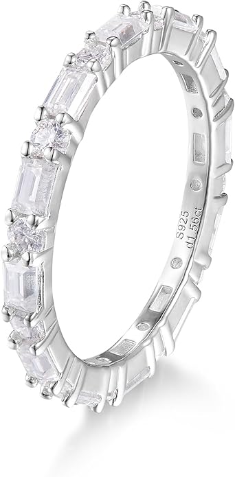 D Color VVS1 Clarity Moissanite and Sapphire/Ruby/Emerald Rings for Women, Solid 925 Sterling Silver, Anniversary Birthday Mothers Day Jewelry Gift, Stackable Wedding Ring, Size 4-11