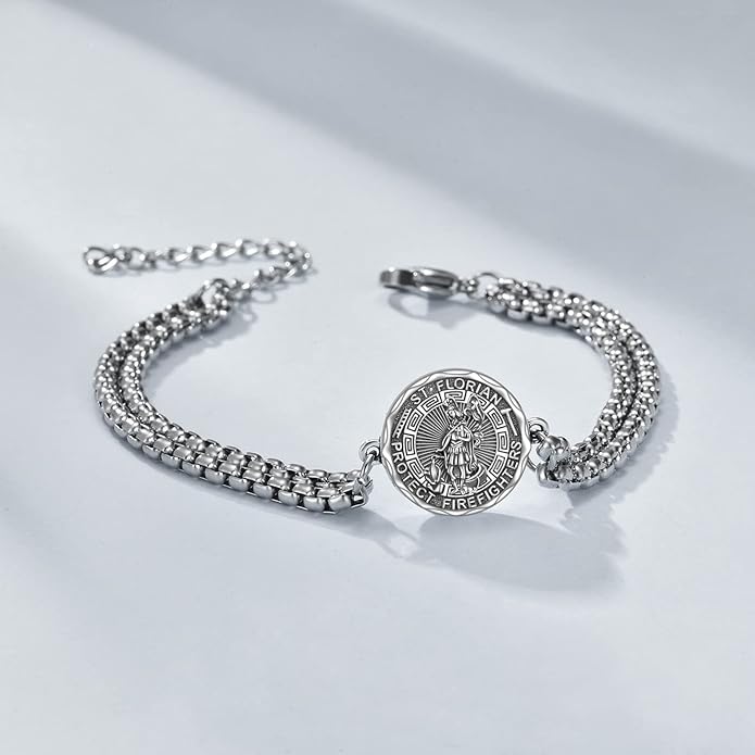 YFN Patron Saint Bracelet Sterling Silver Religious Protector Bracelet Jewelry Gift for Women Men