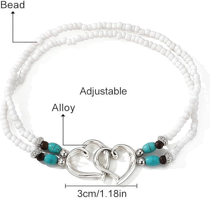 Shell Ankle Bracelet Set for Women, Gold Plated Boho Bead Adjustable Anklet, Hawaiian Beach Seashell Pearl Heart Starfish Conch Foot Jewelry Gifts