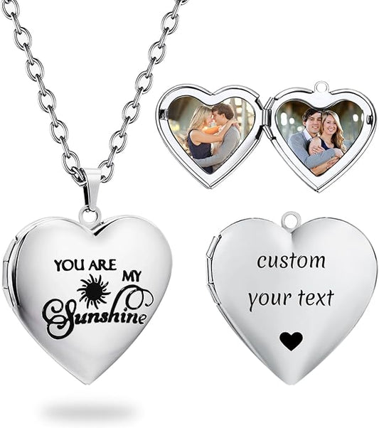 PHOCKSIN Personalized Locket Necklace for Women Photo Necklace with Customized Picture Birth Flower Birthstone New Years Gifts for Women