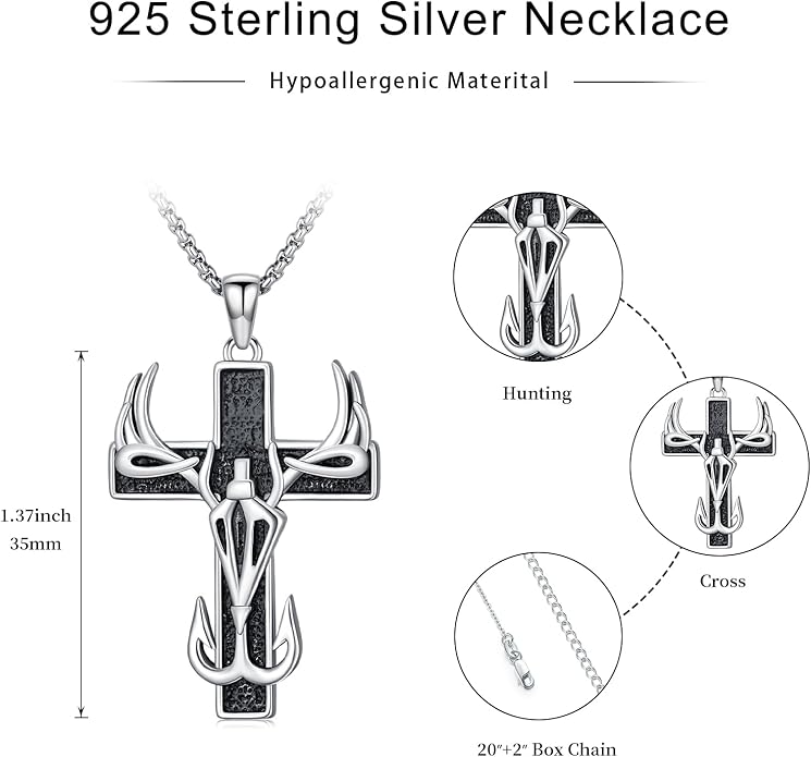 KoyeKei Cross Necklace for Men 925 Sterling Silver Celtic Cross Pendant Christian Jewelry Religious Christmas Gifts for Women