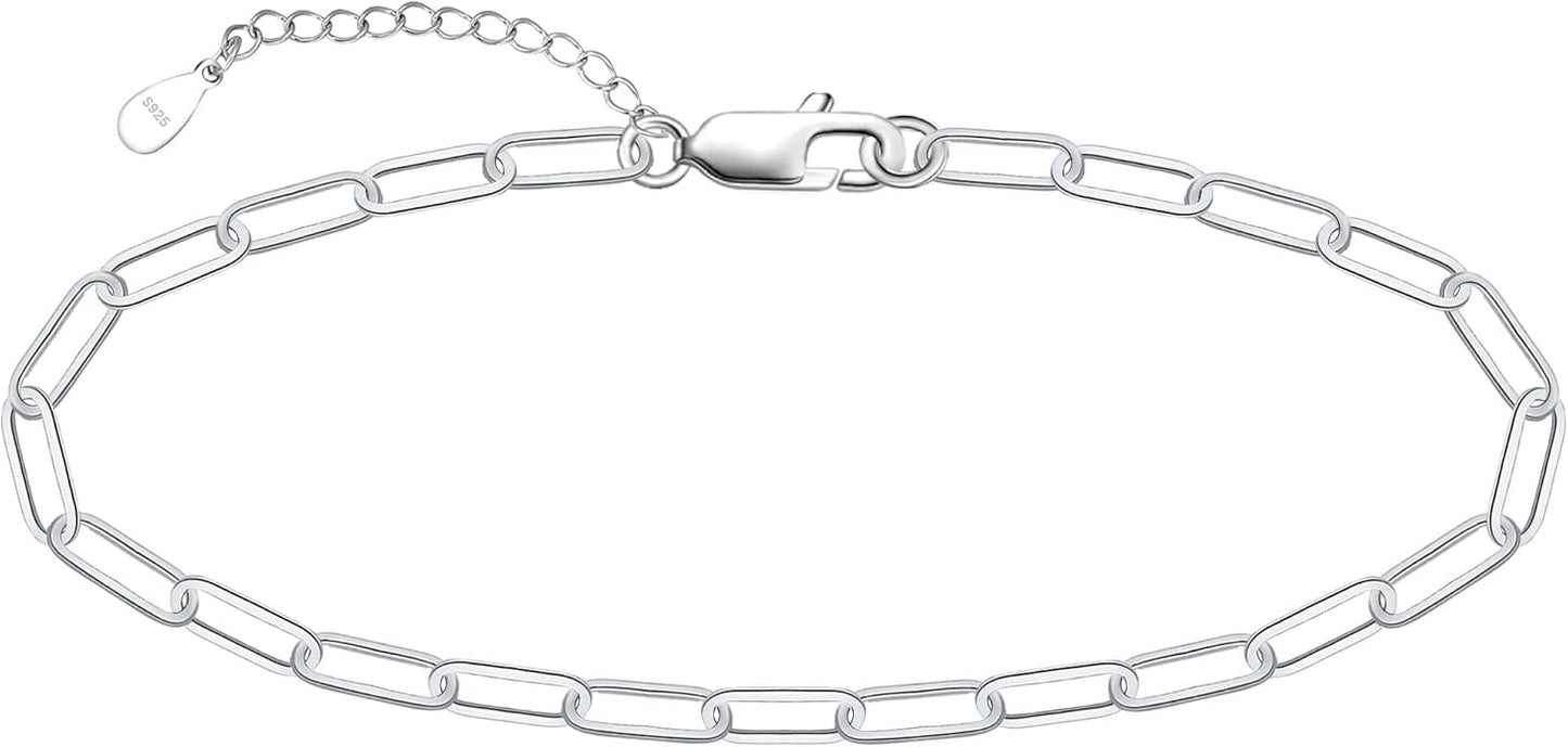 CHIC & ARTSY 925 Sterling Silver Ankle Bracelet Multilayer Anklets for Women Satellite, Star, Cross, Circle, Butterfly, Teardrop, Oval Disk Layered Anklet Beach Jewelry