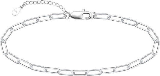 CHIC & ARTSY 925 Sterling Silver Ankle Bracelet Multilayer Anklets for Women Satellite, Star, Cross, Circle, Butterfly, Teardrop, Oval Disk Layered Anklet Beach Jewelry
