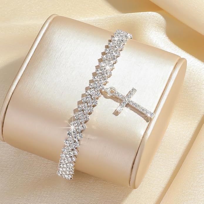 Ankle Bracelets for Women Waterproof Sparkly Anklets Tennis Rhinestone Anklets for Women Starfish Infinity Heart Cross Anklet Bracelet Beach Jewelry