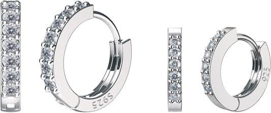 SWEETV 925 Sterling Silver Huggie Hoop Earrings for Women Girls-Tiny Small Cartilage Hoop Earring
