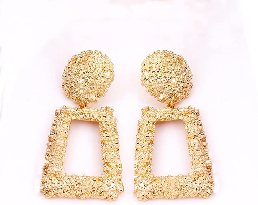 Ginkgo Leaf Flower Earrings, Gold Geometric Statement Earring, Big Fashion Design Boho Drop Dangle Earrings