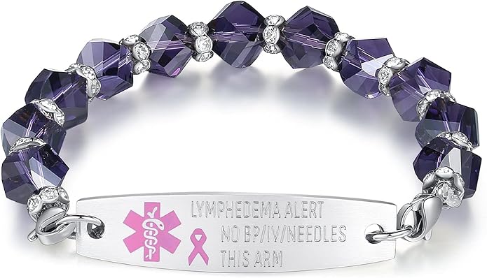mnmoom 7.5 inch interchangeable Medical id bracelets for Women beads Medical alert bracelets with customize engraving