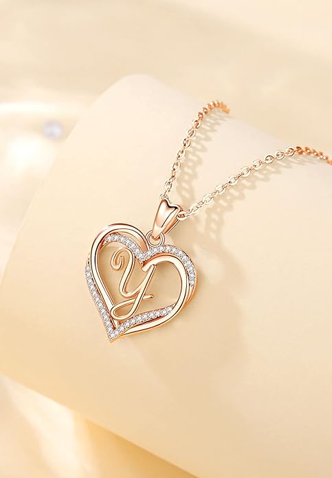 INFUSEU Unique Initial Necklaces for Women Girls Small Heart Letter Jewelry, Meaningful Personalized Gifts