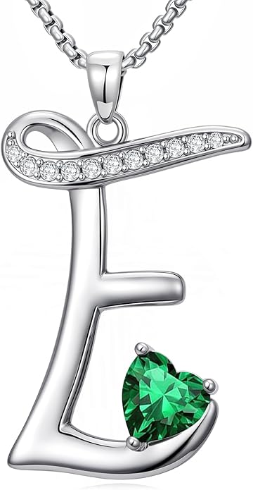 Christmas Gifts for Women Alphabet A to Z Initial Birthstone Pendant Necklaces for Women - 18k White Gold Plated Personalized Name Jewelry Valentine Mothers Day Birthday Gifts for Women Her Girlfriend
