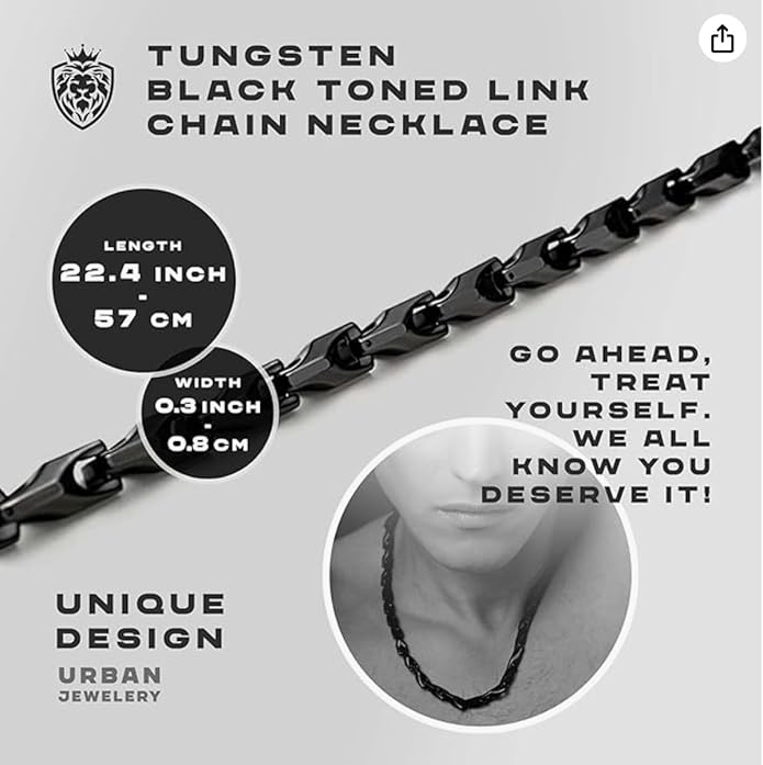 Urban Jewelry Astro Snake 18K Gold plated/Stainless steel Men's Heavy Weight Tungsten Carbide Base Link Necklace Chain