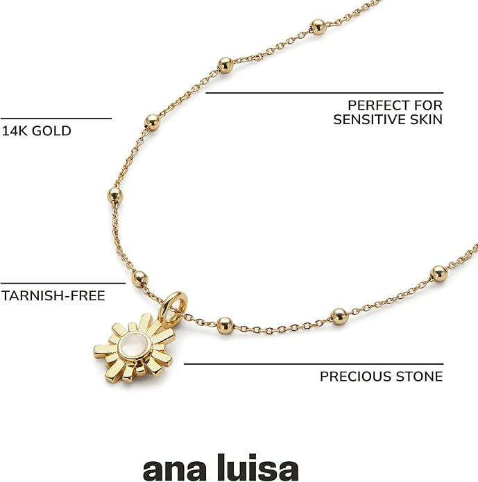 Ana Luisa Pendant Necklaces for Women - 14K Gold Plated and Silver Rhodium Necklace - Pearl, Heart, Circle, Moonstone, Gemstone, Knot Charm Styles - Hypoallergenic, Dainty, Trendy Layering Necklaces