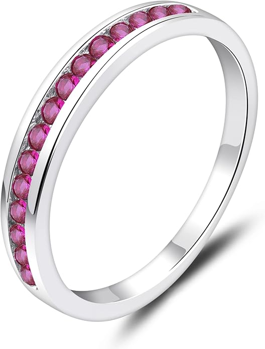 YL Stackable Rings 925 Sterling Silver Halo Birthstone Eternity Bands Jewelry for Women