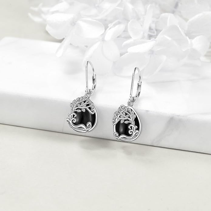 Moonstone Filigree Drop Dangle Teardrop Earrings 925 Sterling Silver Moonstone Leverback Earrings for Women Jewelry Gifts