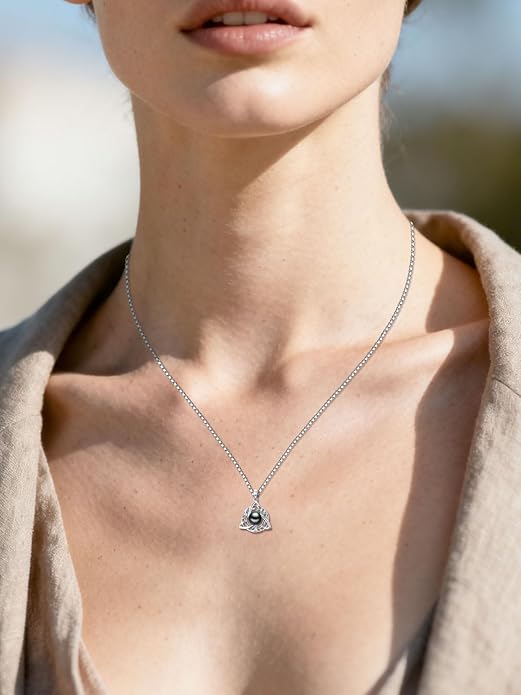 KANNSOAR Tahitian Black Pearl AAAA 18K White Gold Plated Sterling Silver Leaf Celtic Knot Pendant Necklace for Women Wife Mom Girlfriend Her Jewelry Gift for Anniversary Birthday
