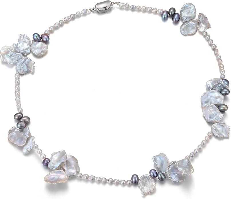 JOLI Real Pearl Necklace for Women with AAA+ Quality Round White Freshwater Genuine Cultured Pearls S925 Sterling Silver Adjustable Design Handmade Pearl Gifts